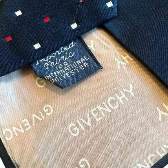 Givenchy Gentlemen Paris Navy Polka Dot Neck Tie Logo Designer Luxury 57" - Picture 7 of 7